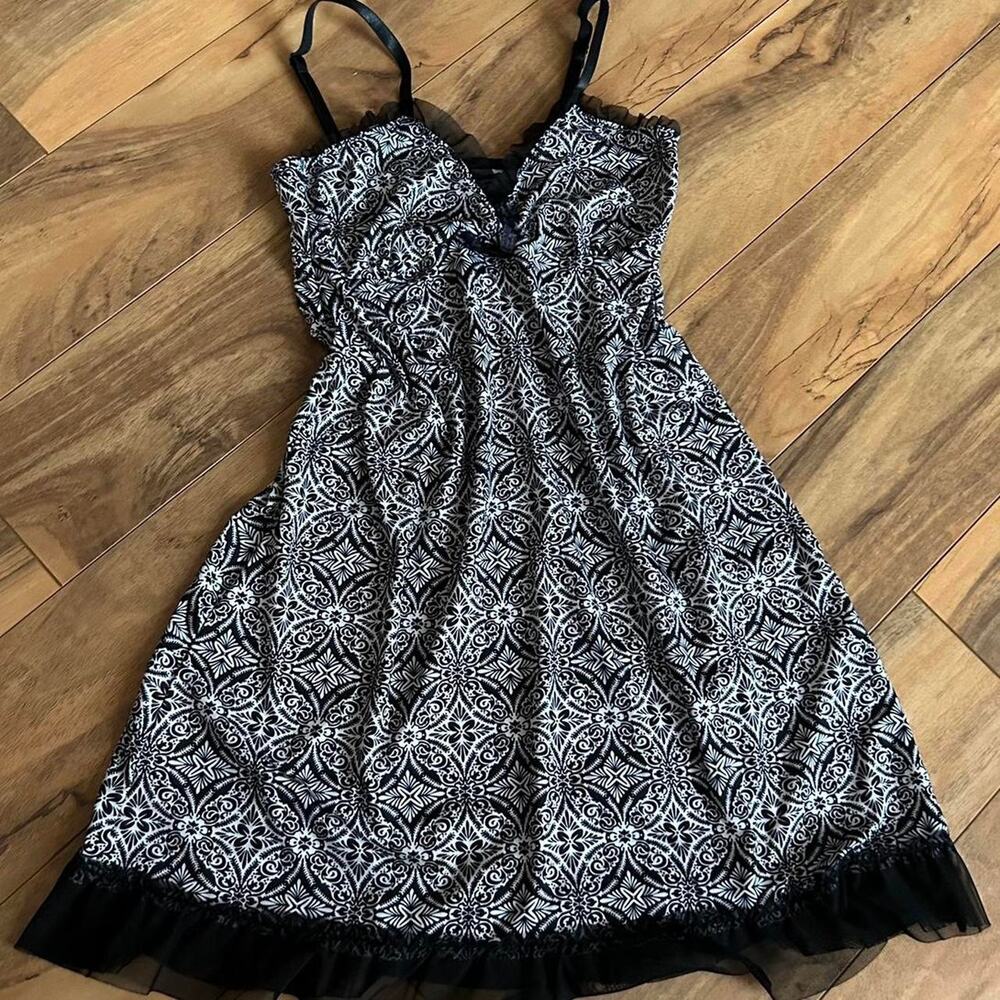 Black paisley babydoll slip dress